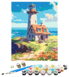 Numbrite j&auml;rgi maalimine &ndash; pilt, v&auml;rvid, pintslid, komplekt &bdquo;Lighthouse&ldquo;, 40 &times; 50 cm