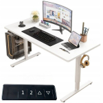 Valge elektriliselt k&otilde;rguse reguleeritav laud, modernne, 72&ndash;118 cm