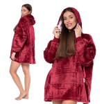 Dressipluus Tekk Kocobluza 2in1 Oversize XXL Kapuutsiga Paks Sherpa Punane