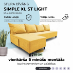 Suur nurgadiivan ilma k&auml;etugedeta Simple XL St Light Kollane