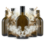 50x 350 ml tumedast klaasist "rummi" pudelid korgiga