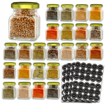 24 klaasist maitseainepurki 120ml kuldse kaanega ja 120 sildiga