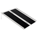 Kokkupandav alumiiniumist ratastooliramp, ratastoolidele ja rollatoritele, kandev&otilde;ime 270 kg, must, 91 x 72 x 5 cm
