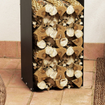 Kaminipuude hoidja, 2 kandek&auml;epidet, terasraam, kuni 30kg, 37x30x90cm, must