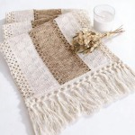 Boho lauakate lipsudega, 30x183 cm, talumaja stiilis, 1 tk