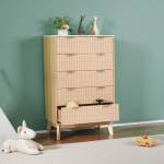 Kummut, 5 soonilise sahtliga puidust, 39.9x74.9x121.9 cm, hele puit