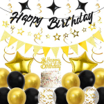 Elegantne s&uuml;nnip&auml;eva &otilde;hupallide ja dekoratsioonide komplekt Runyuzi must ja kuldne v&auml;rv