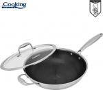 Wok-pann koos kaanega roostevabast terasest, keraamilise kattega, 4,5L 30x8,5 cm HR-MRK-28W, COOKING BY HEINNER