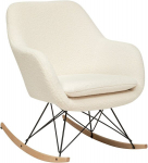 Atmosphera OLMETO Boucl&eacute; kiiktool puidust jalgadega, valge