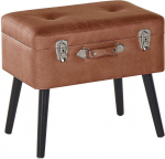 Beliani pruunist kunstnahast hoiustamis tumba "MALLARD" - klassikaline jalapink peidetud s&uuml;vendiga