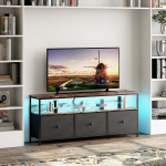 Televiisorialus 3 sahtli ja LED-tuledega - 137 x 29,8 x 57 cm - must