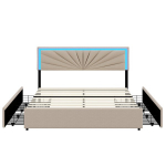 Pehme voodi 160&times;200 cm LED-valgustuse ja 4 sahtliga