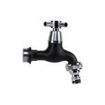 Kraan kuulkraaniga 3/4" ja 3/4" v&auml;liskeermega ja nipliga Bradas, kroomitud messing, must