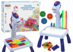 Joonistusprojektor tarvikutega ja lauakesega Lean Toys Tetris Projection Painting Table 2in1 19605, sinine