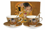 Gustav Klimt "Suudlus" espressotassid, 2 tk, alustasside ja lusikatega