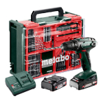 Metabo BS 18 komplekt akutrell/kruvikeeraja 18 V 48 Nm (602207710) + 2x akut 2,0 Ah + laadija + 74-osaline mobiilne t&ouml;&ouml;koda + kohver