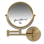 Gerard Brinard kuldne seinale kinnitatav kahepoolne meigipeegel, 7x suurendus, &Oslash;20 cm