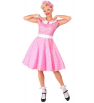 "50ndate rokkmoe mood roosa" (kleit alusseeliku, v&ouml;&ouml; ja peav&otilde;ruga)