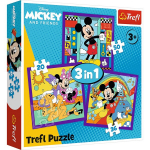 Pusle Trefl Miki ja tema l&otilde;bus seltskond 3‑&uuml;hes komplekt, 20/36/50 t&uuml;kki, Disney Mickey Mouse and Friends