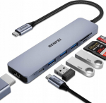Benfei Usb-c jaotur 7-&uuml;hes: 3x Usb 3.0, Hdmi 4k, Sd/tf