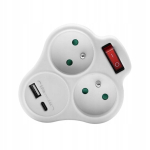 Valge kahekordne pistikupesa Usb-a ja Usb-c-ga, 16a, 230v