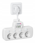 Pikendusjuhe 4 pistikupesaga + USB 16A 4000W, Prailgintuvas 4 lizdų + USB 16A 4000W