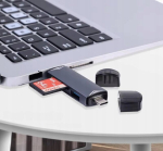 M&auml;lukaardilugeja 6in1 USB 3.0 USB-C MicroUSB SD SDXC MicroSD, Atminties kortelių skaitytuvas 6in1 USB 3.0 USB-C MicroUSB SD SDXC MicroSD