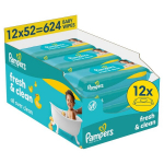 Pampers Fresh Clean Plastic Free Niisked Beebisalvr&auml;tid, 12 Pakki, 624 Niisket Salvr&auml;tikut