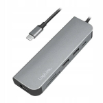 LOGILINK Mitmefunktsionaalne USB-C Hub, HDMI, PD, Kaardilugeja, USB 3.2 Gen, Must