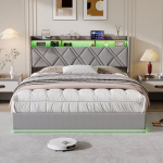 Tumehall pehme voodi 160x200 panipaigaga, LED-valgustuse ja USB-laadimisega