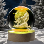 3D Nikerdatud Hundi Kristallkuuli Ornament, Wolf 3+USB color light base