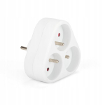 Kolme pistikupesaga elektripikendusjuhe maandusega, valge