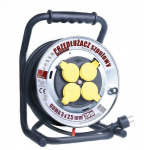 Trumli pikendusjuhe 20m, 3x2,5mm&sup2;, 4 pistikupesa, metallist trummel