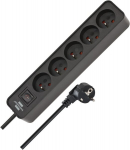 Pikendusjuhe 5 pistikupesaga, 3m, l&uuml;liti, must