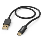 Hama Usb-a-usb-c kaabel, kiirlaadimine, nailon, 1,5 m, must