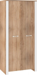 Garderobikapp Meblocross HUG-10 Sonoma tamm / Valge Riiulid Hingedega Uksed