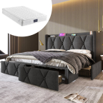 Kaheinimesevoodi USB-pordi ja 4 sahtliga 140x200cm koos madratsiga 1 tk