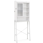 Vannitoa kapp 63x29x170 cm valge RTBA7856WH, Tualeto spintelė su stumdomomis durimis 63x29x170 cm RTBA7856WH