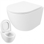 RIMLESS WC-pott, aeglaselt langev istmekate, Duroplast, keerisvooluga loputus, 49 cm