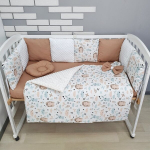 Voodipesukomplekt beebivoodile (3 k&uuml;lge) 120&times;60 cm, 13 osa &ndash; Beežid siilikesed