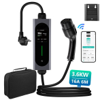kaasaskantav elektriautode laadimiskaabel junsun - 3,6 kw type 2 16a 1 faas 6 m laadimiskaabel schuko