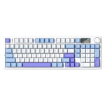 AULA F99 MAX mehaaniline klaviatuur, 3 režiimiga juhtmeta m&auml;nguklaviatuur LCD-ekraani ja RGB-valgustusega, valge, sinine, lilla