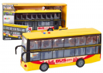 Kollane kahekorruseline buss heli- ja valgusefektidega