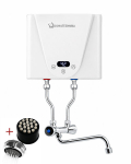 AMOR elektriline l&auml;bivoolu veesoojendaja MINI 3,5 kW / 220 V + madalr&otilde;huga segistis&uuml;steem Wahlbach + &otilde;hutusseade