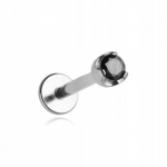 Titaanist labret-k&otilde;rvar&otilde;ngas musta tsirkooniga 1,2/8/3 mm