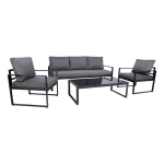 Komplekt LEIPZIG diivan 180x68xH65cm, 2 tooli 65x68xH65cm, laud 120x60xH35cm, teras, klaas, pol&uuml;esterkangas