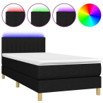 vidaXL kontinentaalvoodi madratsiga ja LED, must, 90x200 cm, kangas