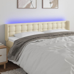 vidaXL LED-voodipeats, kreemjas, 163x16x78/88 cm, kunstnahk