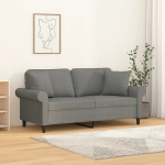 vidaXL 2-kohaline diivan patjadega, tumehall, 140 cm, kangas