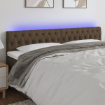 vidaXL LED-voodipeats, tumepruun, 200x7x78/88 cm, kangas
